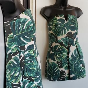 🇨🇦 Tropical Palm Strapless Romper